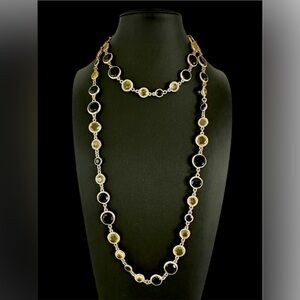 Anne Klein - Vintage 90’s Bezeled Gold Tone “Flapper Necklace”